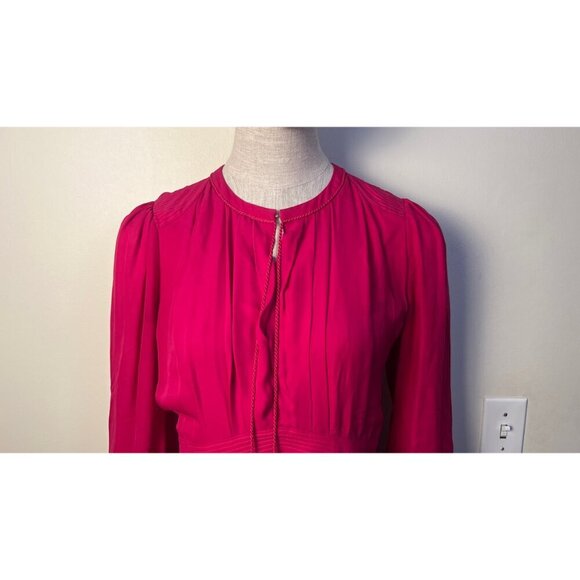 ROBERTO CAVALLI PEASANT BOHO PINK SILK MIDI TIERED DRESS 40 4 - Picture 3 of 15